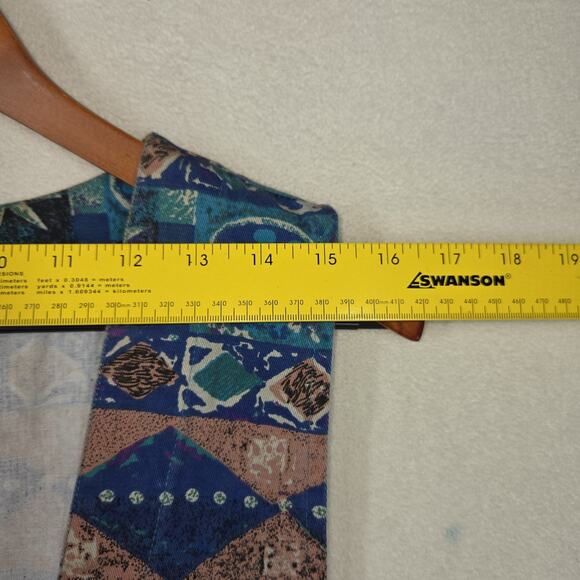 Vintage Chicos Womens Vest XL 2 Blue Pockets Business Western Cowgirl Aztec - Picture 5 of 13